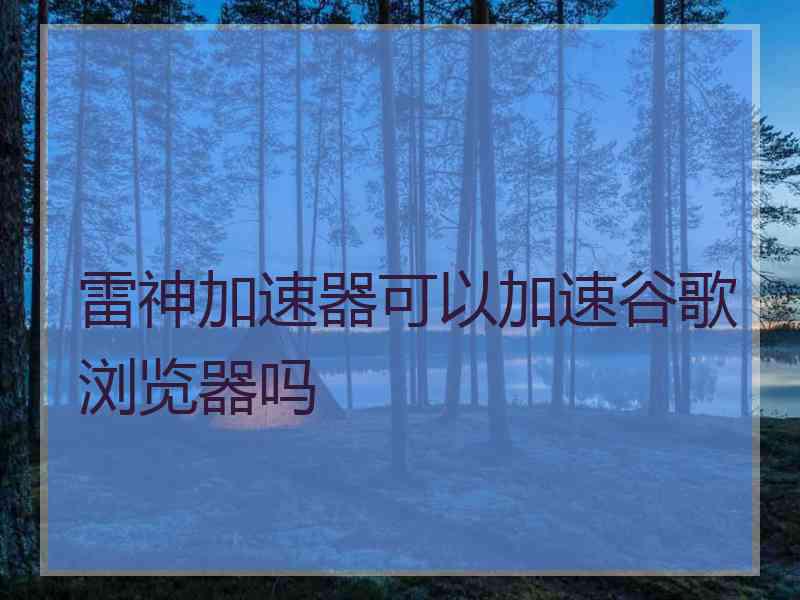 雷神加速器可以加速谷歌浏览器吗