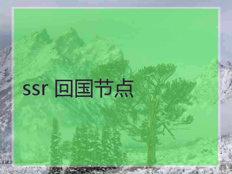 ssr 回国节点