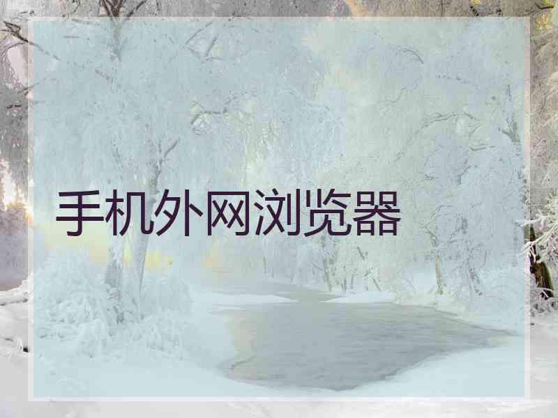 手机外网浏览器