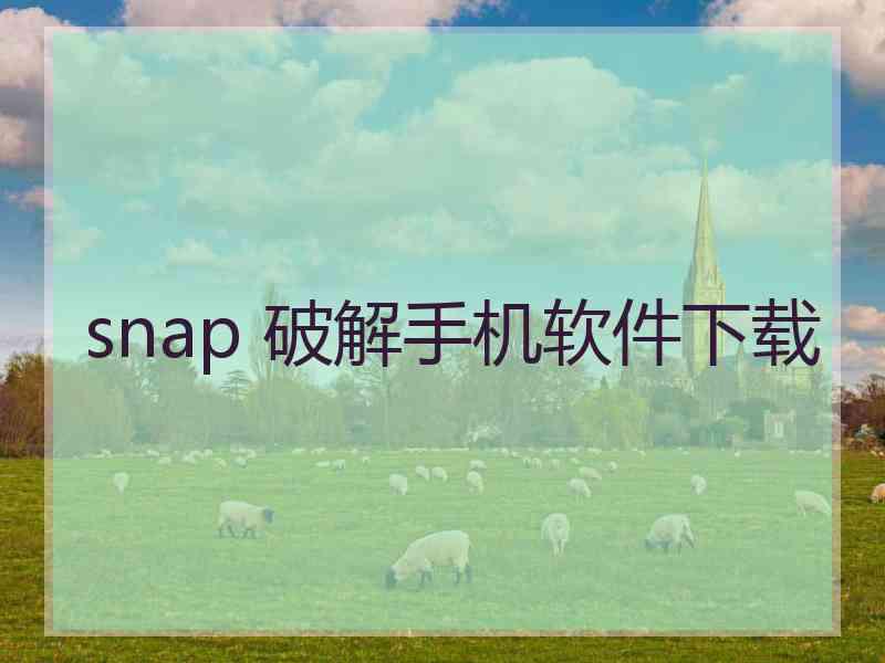 snap 破解手机软件下载