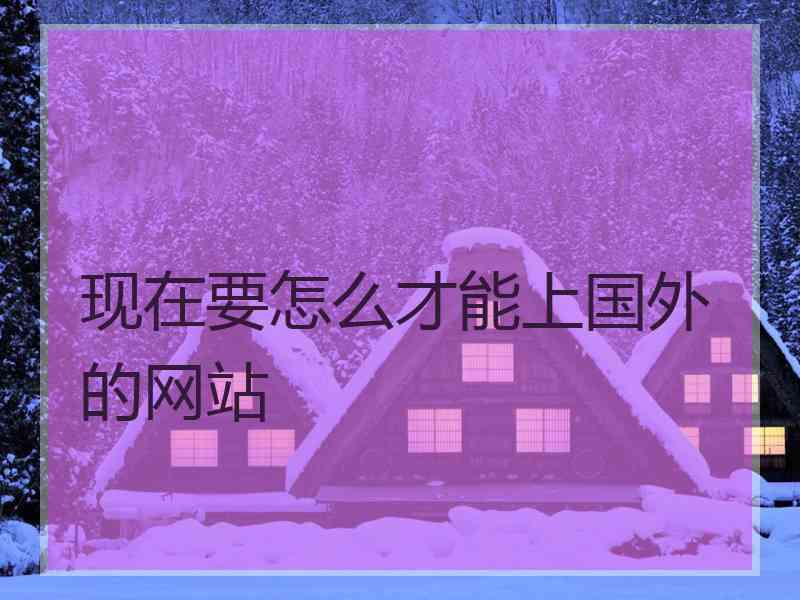 现在要怎么才能上国外的网站