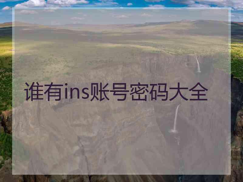谁有ins账号密码大全
