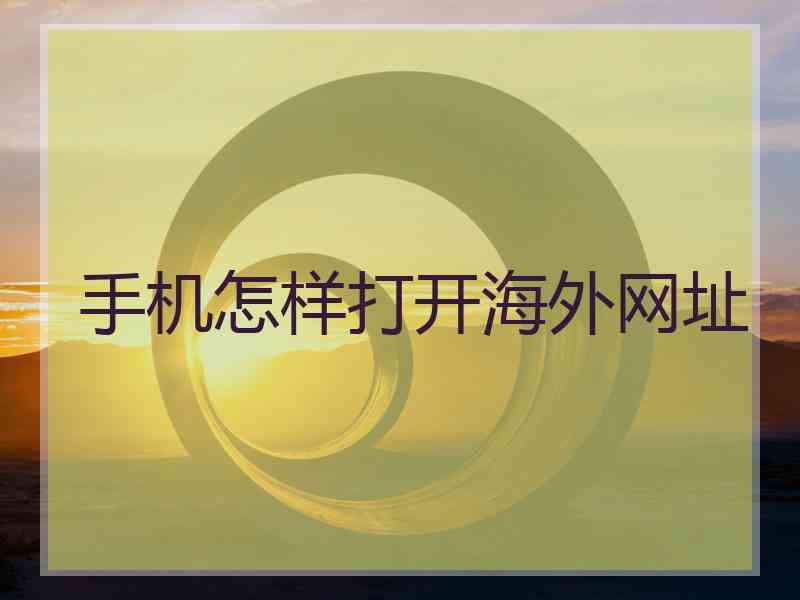 手机怎样打开海外网址