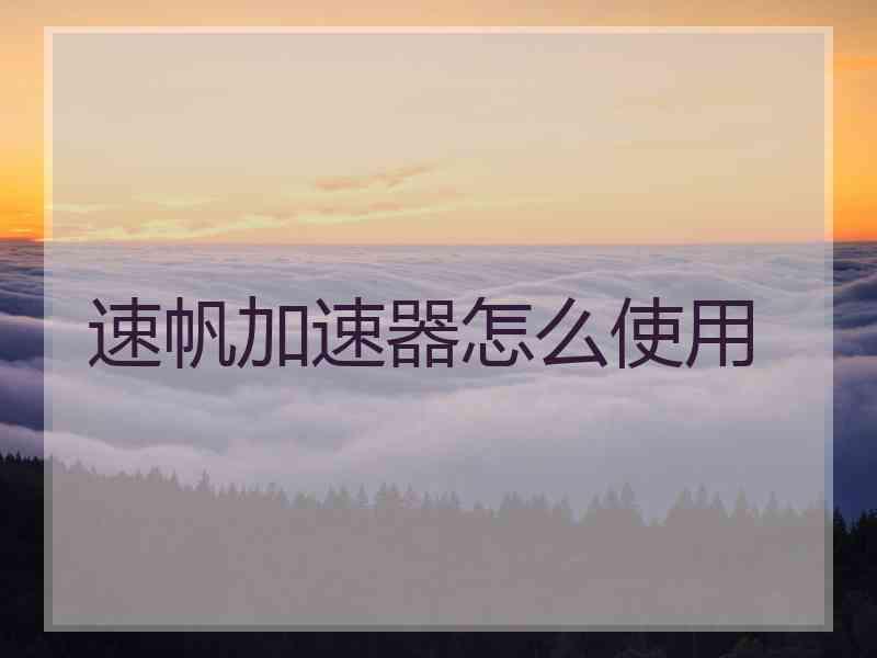 速帆加速器怎么使用